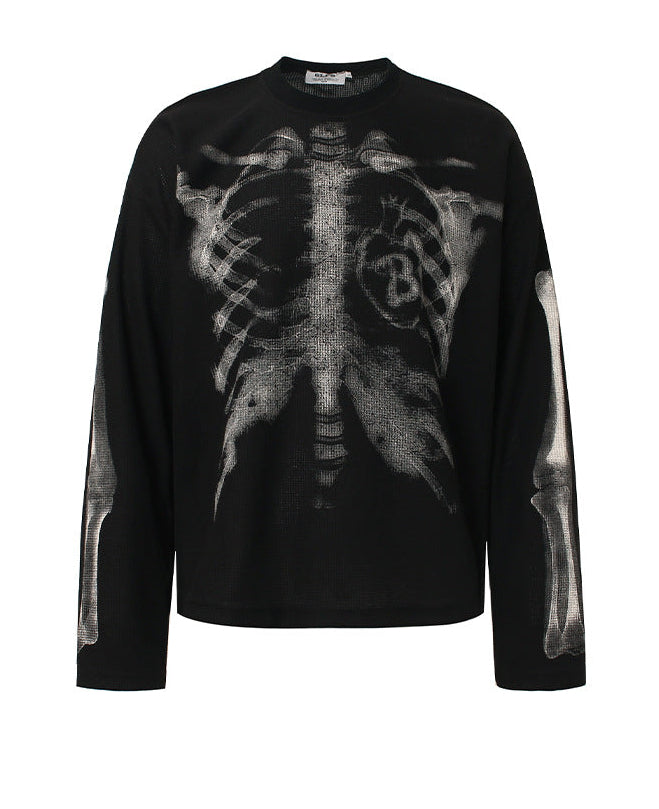 Skeleton Graphic Waffle Sweatshirt