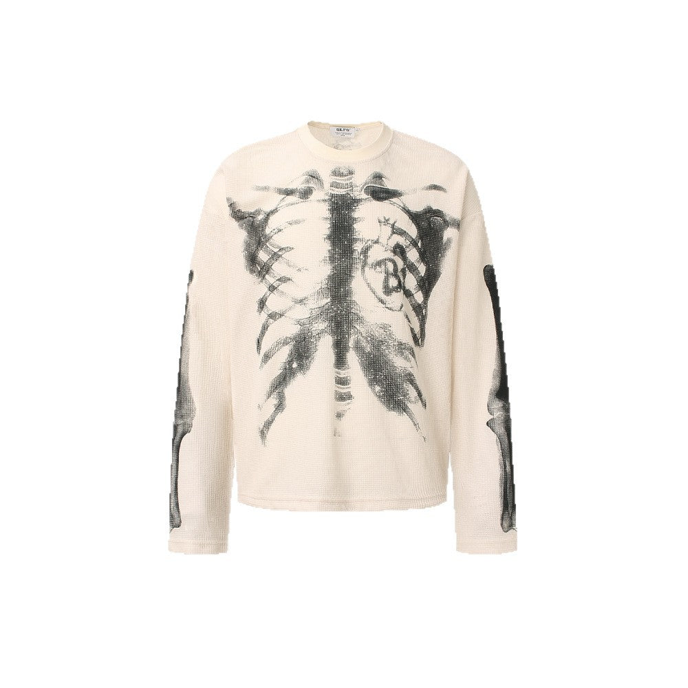 Skeleton Graphic Waffle Sweatshirt